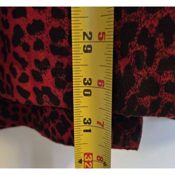 VTG Roamans Shirt Womens 3X Blouse Animal Print Red Leopard Cheetah Velvet Artsy - Picture 8 of 8